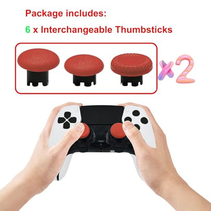 6-in-1 Interchangeable Thumbstick Caps for PS5 DualSense Edge Controller,Swappable Thumbsticks for PS5 Dualsense Controller, Thumbsticks Joysticks Kits Replacement for PS5 Dualsense Controller(Red) - color: Red