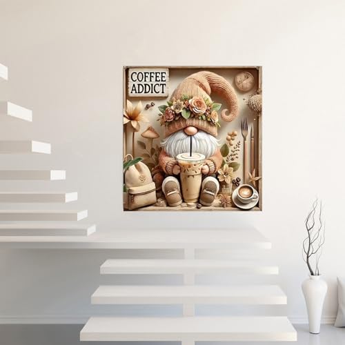 Diamond Art Kits for Adults,Gnome Drinks Coffee 5D Diamond Painting - color: JK576-1
