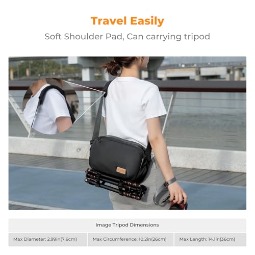 K&F CONCEPT 2 in 1 Camera Sling Bag, Everyday Shoulder Bag - color: 09 Black Medium