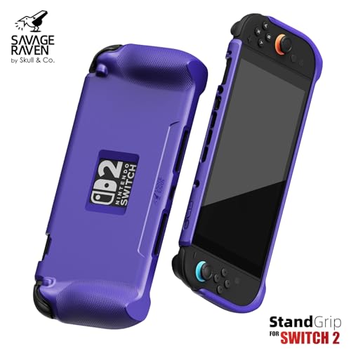 Savage Raven by Skull & Co. StandGrip for Nintendo Switch 2 : A Soft Protective Case with Textured Grips Full Protection and Stand, Shock-Absorption Non-Slip and Anti-Scratch Cover - Black - color: Black
