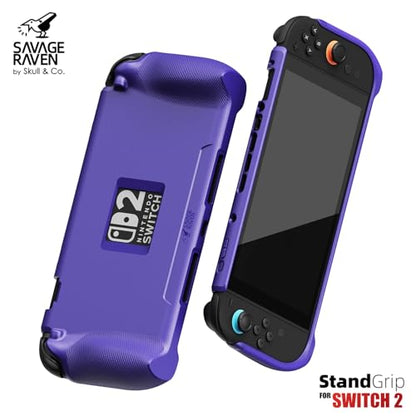 Savage Raven by Skull & Co. StandGrip for Nintendo Switch 2 : A Soft Protective Case with Textured Grips Full Protection and Stand, Shock-Absorption Non-Slip and Anti-Scratch Cover - Black - color: Black