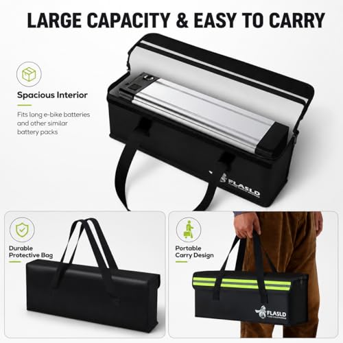 FLASLD E-Bike Battery Bag Fireproof Safe Charging Bag Explosionproof Lipo Battery Bag Large Capatity for Storage Charging (16 x 4.3 x 5in) - color: 16 x 4.3 x 5inch
