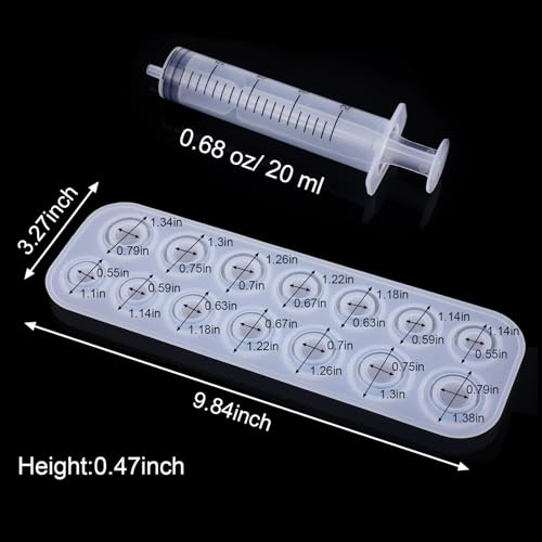 Mudder 2 Pieces Resin Silicone Ring Molds 14 Sizes Ring Circle Jewelry Casting Molds with Syringe in 20 ml for DIY Craft Making