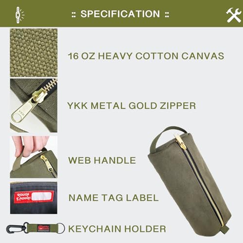 Rough Enough Waxed Canvas Small Tool Pouch Bag, Army Green - color: Army Green