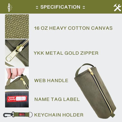 Rough Enough Waxed Canvas Small Tool Pouch Bag, Army Green - color: Army Green