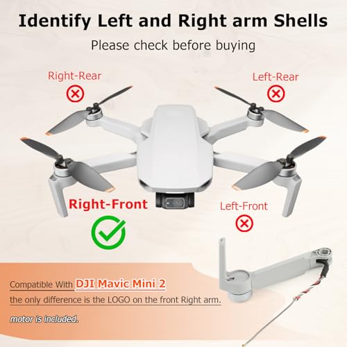 Right Front Motor Arm for DJI Mavic Mini 2 Arms Replacement for Mavic Mini 2 Arm Drone Accessories Parts with Repair Tools(Right Front)
