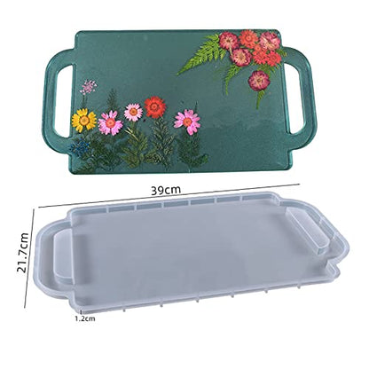 1 Pcs Tray Silicone Resin Mold with Handle Rectangle Shaped Epoxy Silicone Casting Molds for Cup Fruit Candy Storage Holder,3D DIY Making Handmade Home Display Decor Crafts