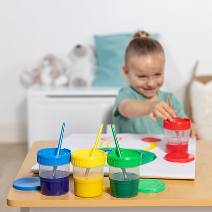 Melissa & Doug Spill-Proof Paint Cups - 4-Pack, Airtight Seal, Snap Lids