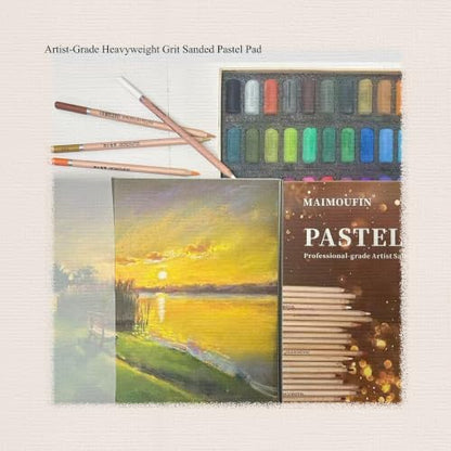 MAIMOUFIN 12‑Sheet Pastel Sandpaper Pad, Artist Heavyweight Pastel Paper - color: Dark Color