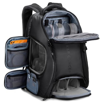 K&F CONCEPT Camera Backpack,25L Large Capacity Camera Bag for Photographers - color: 02-all-black, size: 25L