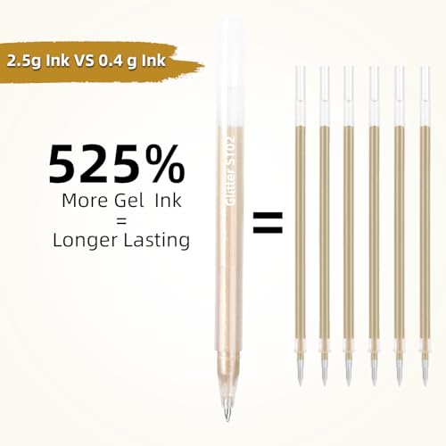 12 Pack Skin Tone Glitter Gel Pens Set High-Capacity - color: skin tone