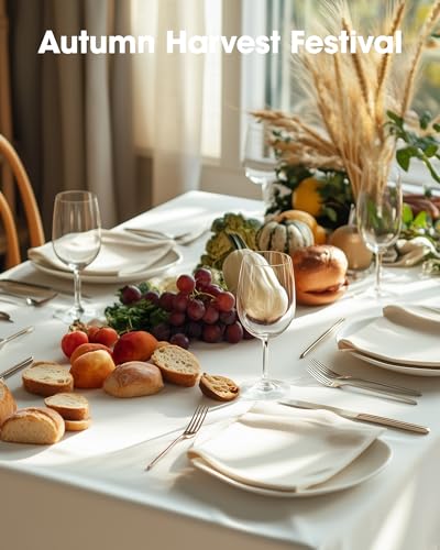 Pureegg Plastic Table Cloth Disposable 6 Pack, 54 x 108 Inch, Beige - color: Ivory, size: 54" X 108" Rectangle