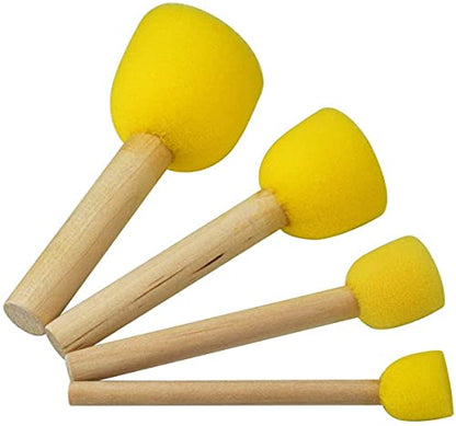 WAFJAMF 60 Pcs Round Sponges Brush Set 4 Sizes DIY Painting Tools Yellow - color: Yellow
