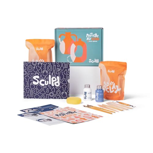 Sculpd Pottery Kit for Adults, Air Dry Clay with Tools, Matte Glaze - style: Matte Varnish