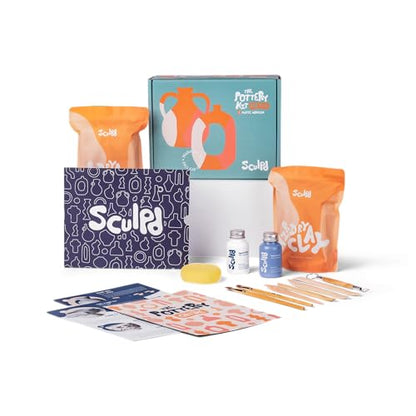Sculpd Pottery Kit for Adults, Air Dry Clay with Tools, Matte Glaze - style: Matte Varnish