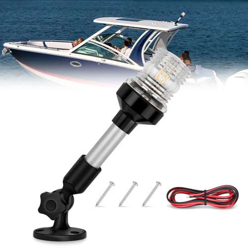 Nilight Marine Boat Stern Light 9" White Fold Down Anchor 360°Lighting - color: 9Inch Boat Stern Light