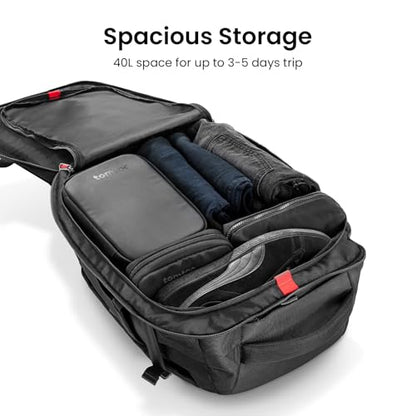 tomtoc Travel Backpack 40L, TSA Carry On Bag Flight Approved, PFAS Free - color: Black, size: 40L