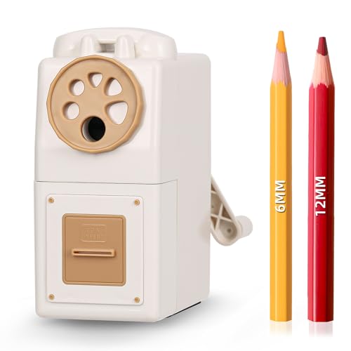 ZMOL Heavy Duty Manual Hand Crank Pencil Sharpener, Desktop, White - color: White