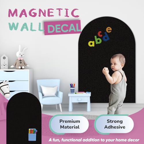 YOUNGJQ Magnetic Arch Wall Decal, Magnetic Chalkboard for Wall 42" x 32" Adhesive Backing Wallpaper (Black) - color: Black, size: 42"W x 32"H