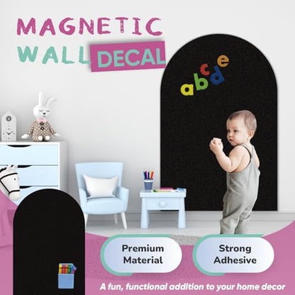 YOUNGJQ Magnetic Arch Wall Decal, Magnetic Chalkboard for Wall 42" x 32" Adhesive Backing Wallpaper (Black) - color: Black, size: 42"W x 32"H