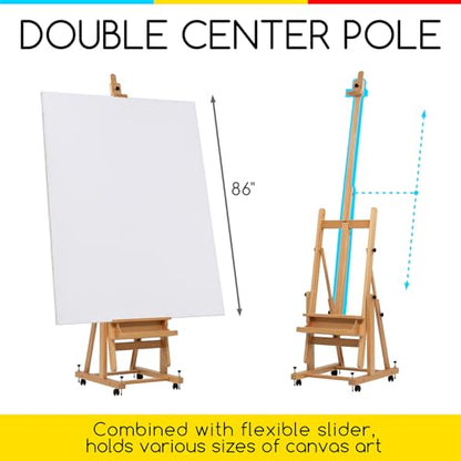 MEEDEN Enlarged Heavy Duty H-Frame Easel: Artist Wooden Studio Easel - color: Natural, size: X-Large