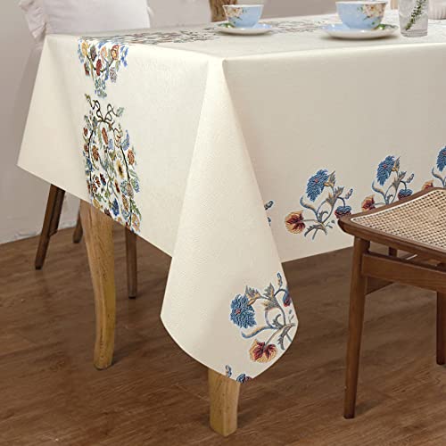 AIRCOWRIE Waterproof Rectangle Vinyl Tablecloths 140x54 Inch - color: Flower, size: 140" x 54" (Rectangular)