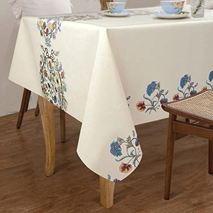 AIRCOWRIE Waterproof Rectangle Vinyl Tablecloths 140x54 Inch - color: Flower, size: 140" x 54" (Rectangular)
