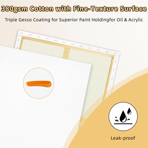 2-Pack 28x40 Large Stretched Canvas 380gsm Cotton for Oil & Acrylic - size: 2PK - 28"x40"