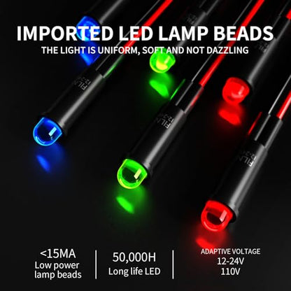 10PCS 6mm Small Plastic Signal Light 110V Dashboard Indicator Light - color: RED Green Blue, size: 110V