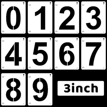 3Inch Number Stencils,10Pcs Plastic Reusable Washable Curb Stencil Kit - size: 3 INCH