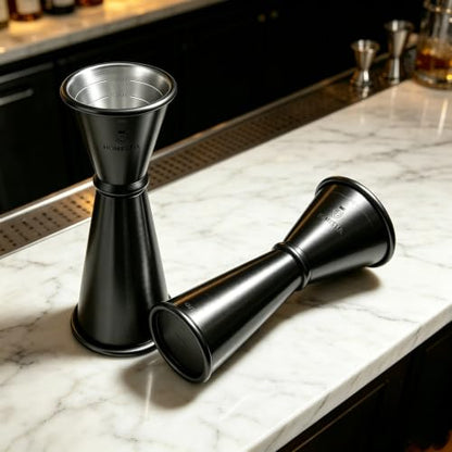 Homestia Jigger for Bartending, 2 oz 1oz Double Measure Cocktail Cup, Black - color: 1-Pack Black