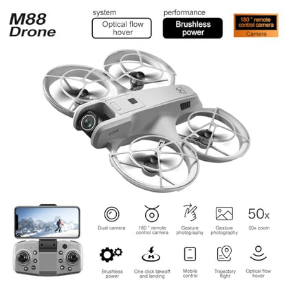 Drone with HD Camera for Adult Beginners, Brushless Motor, One Key Take Off/Land, Optical Flow Positioning, Gesture Photo Video RC Quadcopter with 2 Battery Drones Gift for Adults, Beginners
