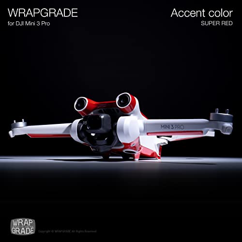 WRAPGRADE Skin Stickers Compatible with DJI Mini 3 Pro | Accent Color (Super RED) - color: Super Red