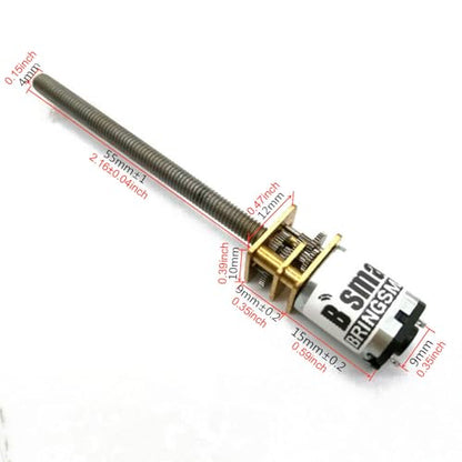 BRINGSMART Threaded Shaft M4 55mm DC Gear Motor 3V 6V 12V N20 Mini Reducer - size: 12V 200rpm