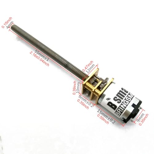 BRINGSMART Threaded Shaft M4 55mm DC Gear Motor 3V 6V 12V N20 Mini Reducer - size: 12V 7rpm