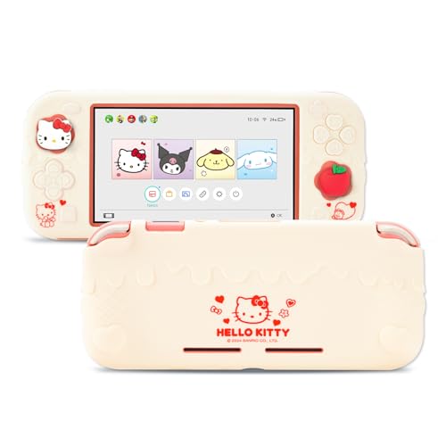 Kuitmor Switch Lite Protective Case,Soft Silicone Protective Shell,Anti-Scratch Protective Cover Case for Switch Lite with 2 Thumb Grip Caps（Beige Hello Kitty） - color: Beige Hello Kitty