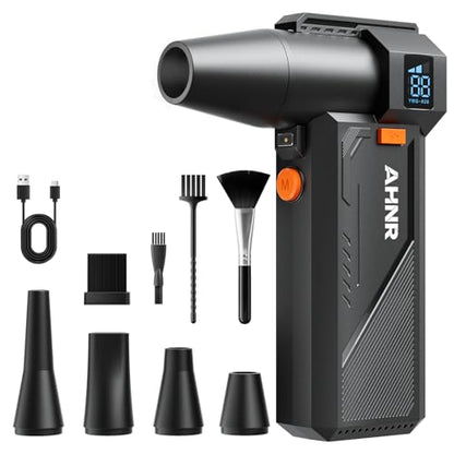 AHNR Compressed Air Duster, 160,000RPM Electric Air Duster Blower for PC - color: Black/Orange