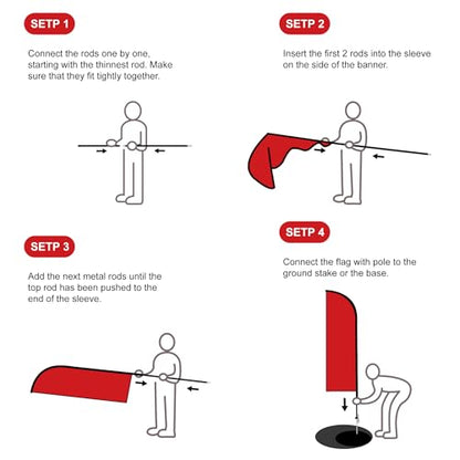 MASTERCANOPY 12FT Tall Open Feather Flag Pole Kit Red - color: NOW OPEN, size: 12FT