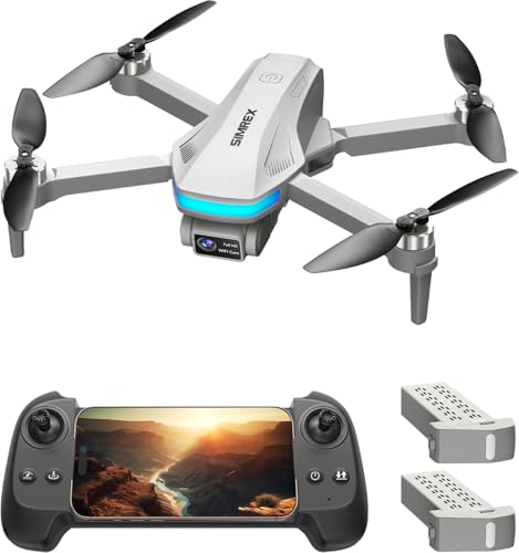 SIMREX GPS Drone with Camera for Adults 4K, Brushless Motor Drones for Beginners ,5G WiFi FPV Foldable, Auto Return , Optical Flow & Altitude Hold,Gesture Control,Follow Me, Waypoint Flight, Toys Gifts for Teen Boys (Gray) - color: Light Gray