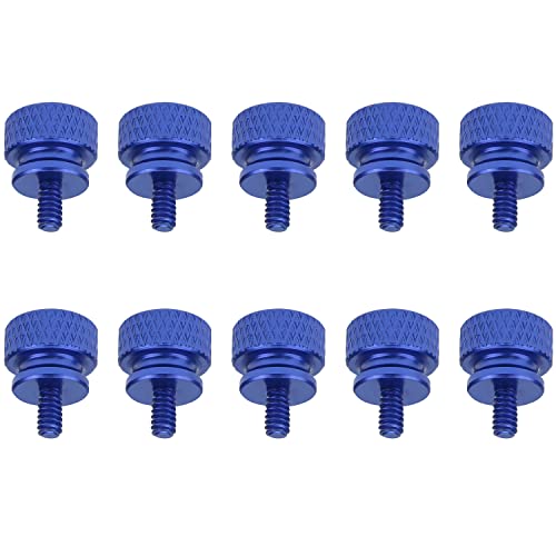 HELIFOUNER 10 Pieces 6-32 Thread, Blue Color Anodized Aluminum Computer Case Thumbscrews, Thumb Screws for Computer Case/Cover/Power Supply/Hard Drives - color: Blue (10 Pieces)