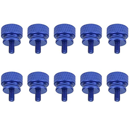 HELIFOUNER 10 Pieces 6-32 Thread, Blue Color Anodized Aluminum Computer Case Thumbscrews, Thumb Screws for Computer Case/Cover/Power Supply/Hard Drives - color: Blue (10 Pieces)