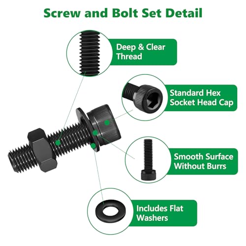 631PCS M3 Hex Socket Head Cap Screws, 12.9 Alloy Steel Bolts Kit - size: M3 631pcs 3