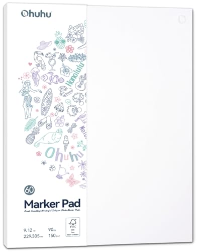 Ohuhu 9"x12" Double-Sided Bleedproof Marker Pad Art Sketchbook 60 Sheets