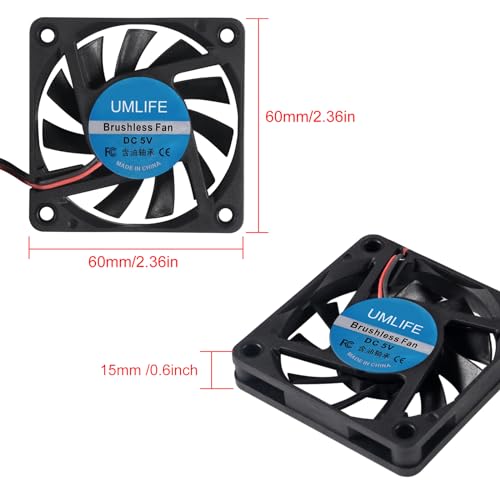 4PACK DC 60mm USB Fan 5V 6015 Brushless Cooling Fan 60mmx15mm 5V USB for PC Computer Case Cooler Raspberry Pi Radiator Ventilation - color: 6015 5V USB