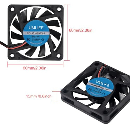 4PACK DC 60mm USB Fan 5V 6015 Brushless Cooling Fan 60mmx15mm 5V USB for PC Computer Case Cooler Raspberry Pi Radiator Ventilation - color: 6015 5V USB