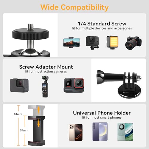 UTEBIT 66mm Strong Magnetic Base Mount with 360° Rotation Ball Head, Black - size: 66MM