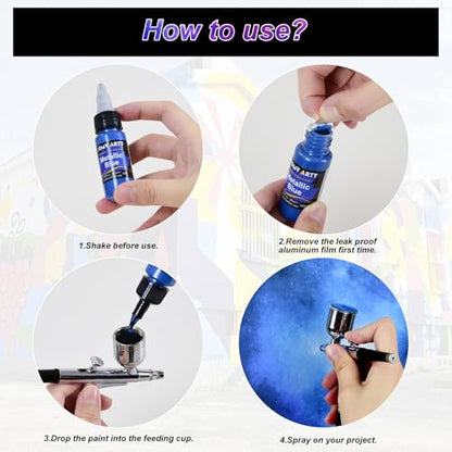 HOMY ARTY Airbrush Paint - 54 Colors with 6 Thinner - color: 54 Colors with 6 Thinner