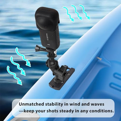 Universal Kayak Action Camera Mount 360 Degree Adjustable Kayak Rail Track Camera Holder Compatible with GoPro Three-Prong Mounts - style: camera mount