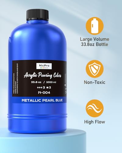 Nicpro 8 Colors 33.8 oz Large Bulk Metallic Acrylic Pouring Paint Kit - color: Metallic Color