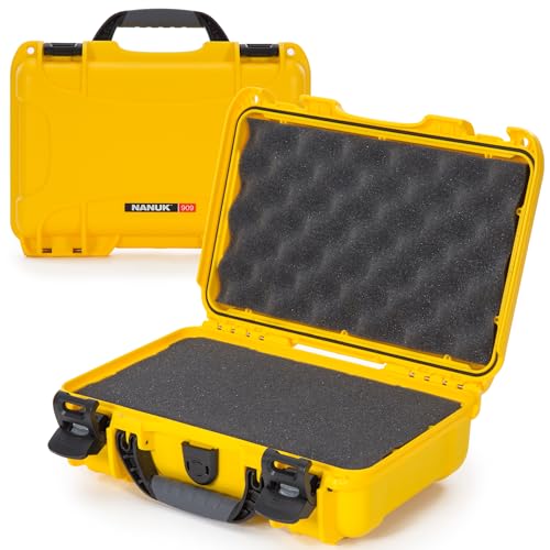 NANUK 909 Travel Hard Case with Customizable Cubed Foam – Waterproof Camera Case, 12.6” x 9” x 4.4”, Lightweight, Lockable, Dustproof, Impact-Resistant & Durable Protective Case – Yellow - color: Yellow